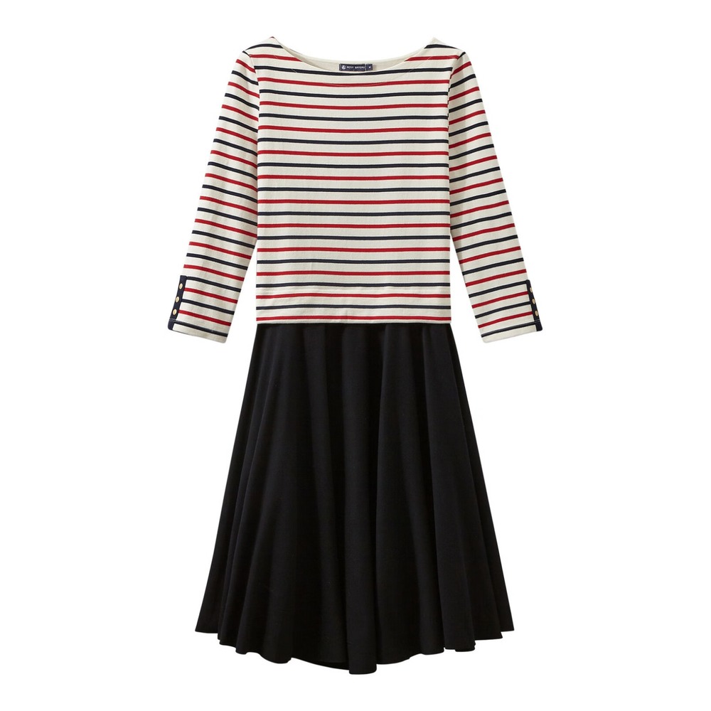 Petit Bateau Tricolor Trompe-l'œil Dress Nautical Stripe Sailor  Maritime Chic S